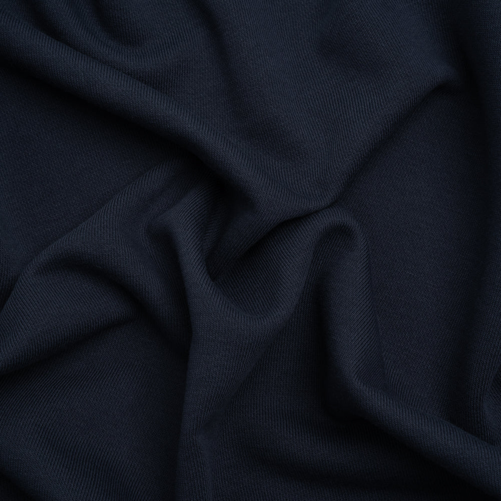 Cotton and Recycled Polyester French Terry - Navy Blue - Deadstock Cotton and Recycled Polyester French Terry - Navy Blue - Deadstock