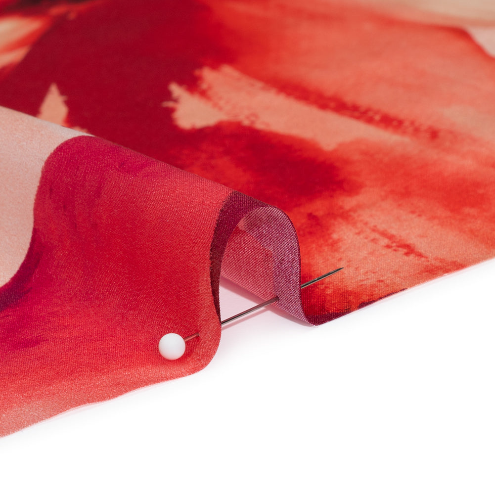 Silk Charmeuse Print 16MM, Made in Italy - Red, Pink and Fuchsia Purple Painterly Flowers Silk Charmeuse Print 16MM, Made in Italy - Red, Pink and Fuchsia Purple Painterly Flowers