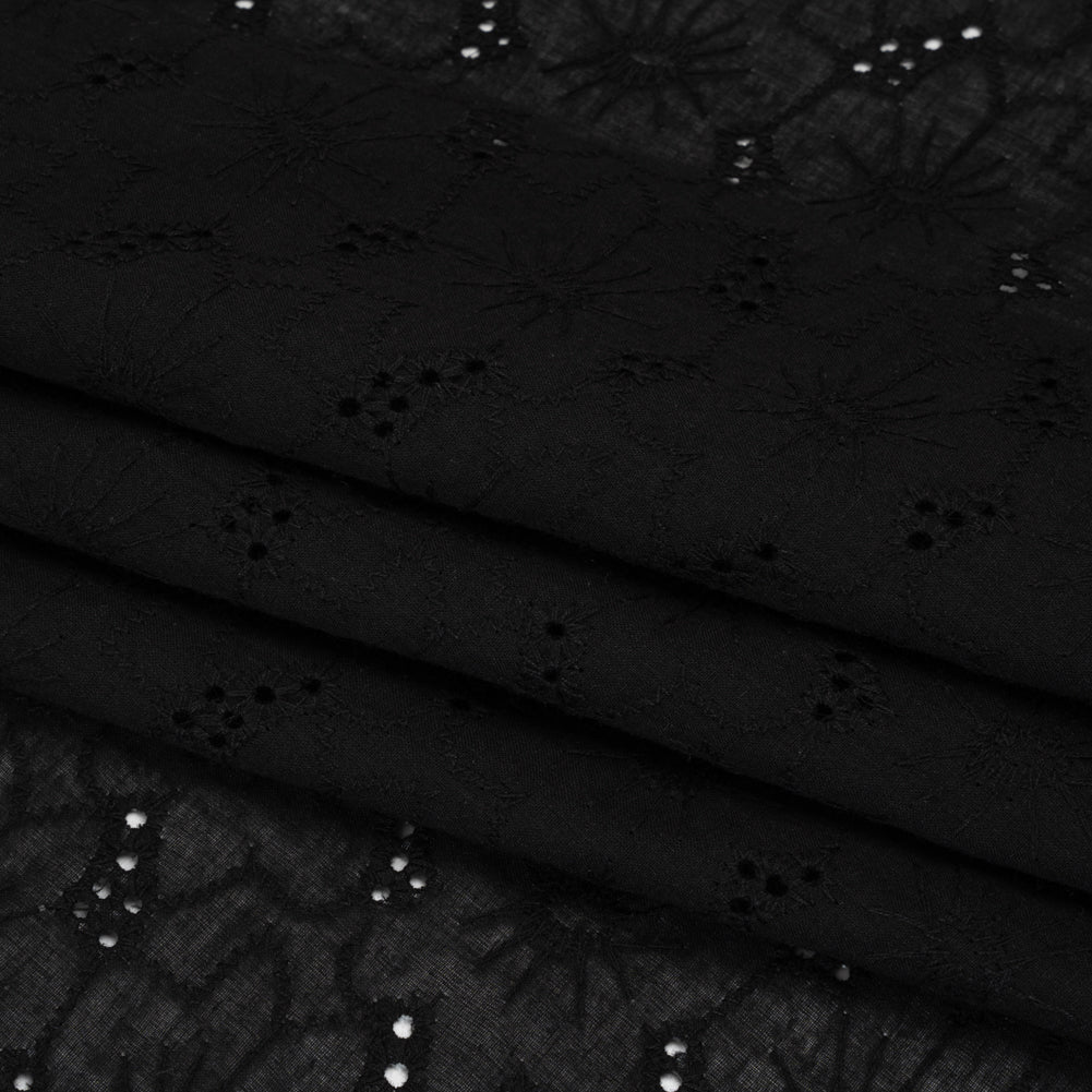 Embroidered Eyelet Cotton Voile - Black Cloud Flowers - Naomi Collection Embroidered Eyelet Cotton Voile - Black Cloud Flowers - Naomi Collection