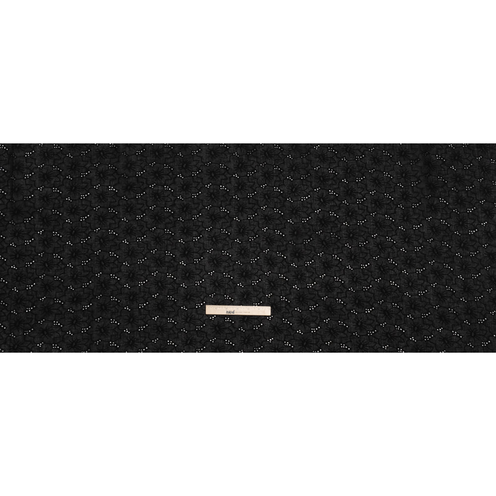 Embroidered Eyelet Cotton Voile - Black Cloud Flowers - Naomi Collection Embroidered Eyelet Cotton Voile - Black Cloud Flowers - Naomi Collection