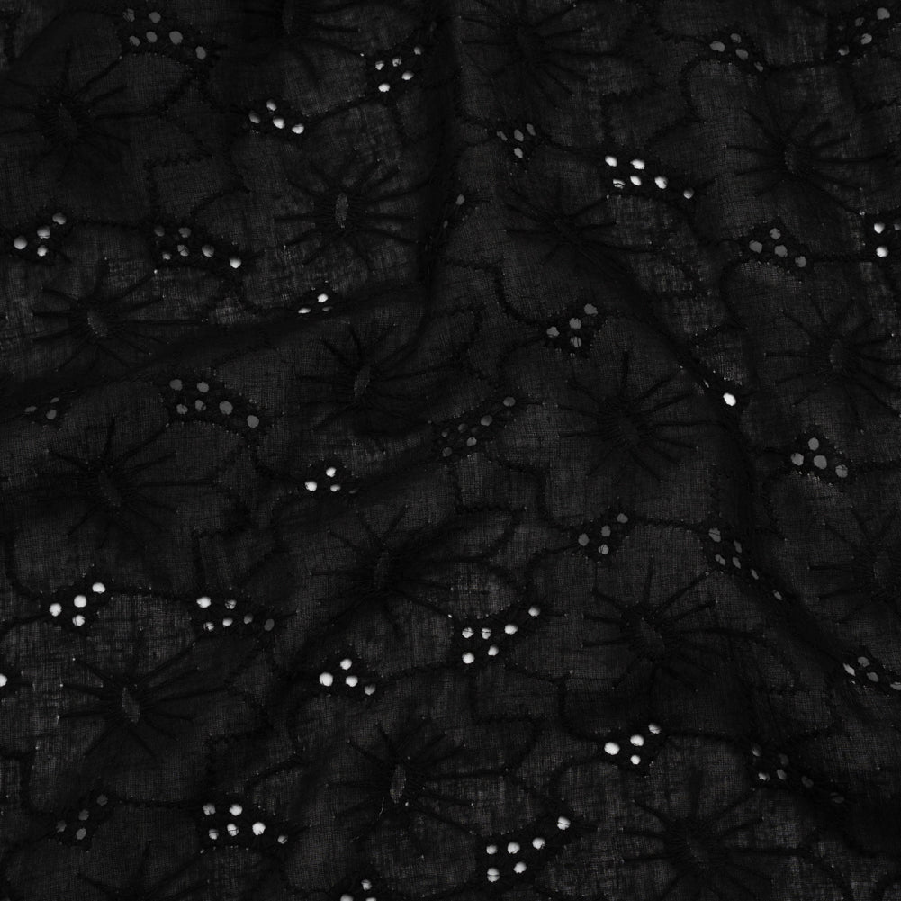 Embroidered Eyelet Cotton Voile - Black Cloud Flowers - Naomi Collection Embroidered Eyelet Cotton Voile - Black Cloud Flowers - Naomi Collection