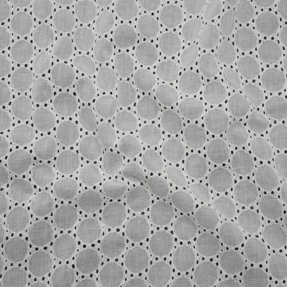 Embroidered Eyelet Cotton Voile - White Circles of Circles - Naomi Collection Embroidered Eyelet Cotton Voile - White Circles of Circles - Naomi Collection