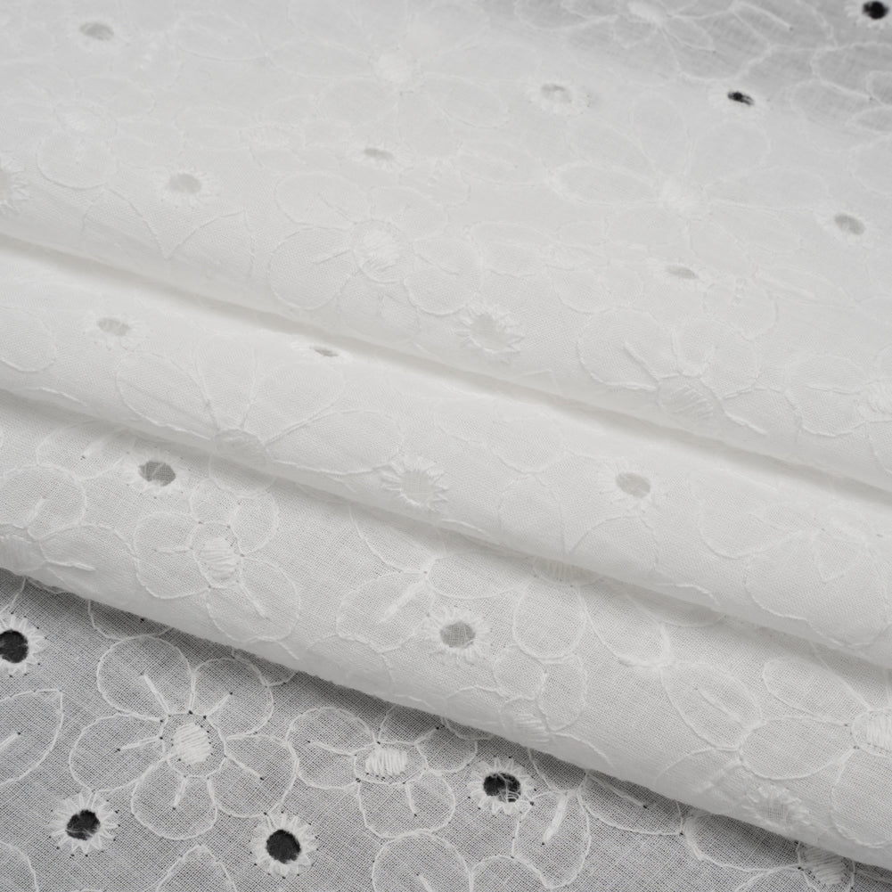 Embroidered Eyelet Cotton Voile - White Field of Flowers - Naomi Collection Embroidered Eyelet Cotton Voile - White Field of Flowers - Naomi Collection