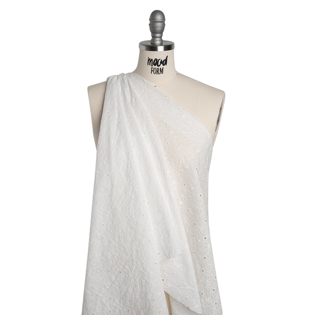 Embroidered Eyelet Cotton Voile - White Field of Flowers - Naomi Collection Embroidered Eyelet Cotton Voile - White Field of Flowers - Naomi Collection