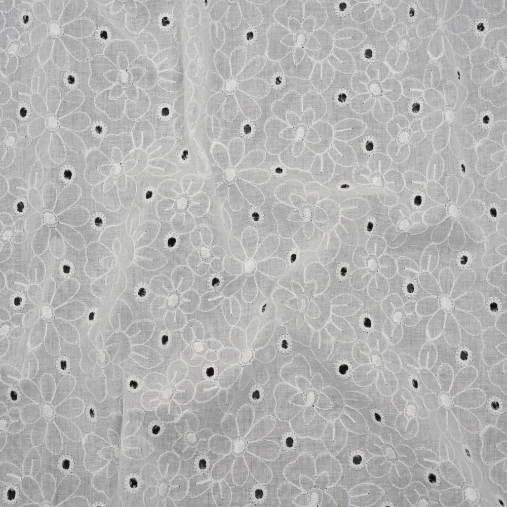 Embroidered Eyelet Cotton Voile - White Field of Flowers - Naomi Collection Embroidered Eyelet Cotton Voile - White Field of Flowers - Naomi Collection