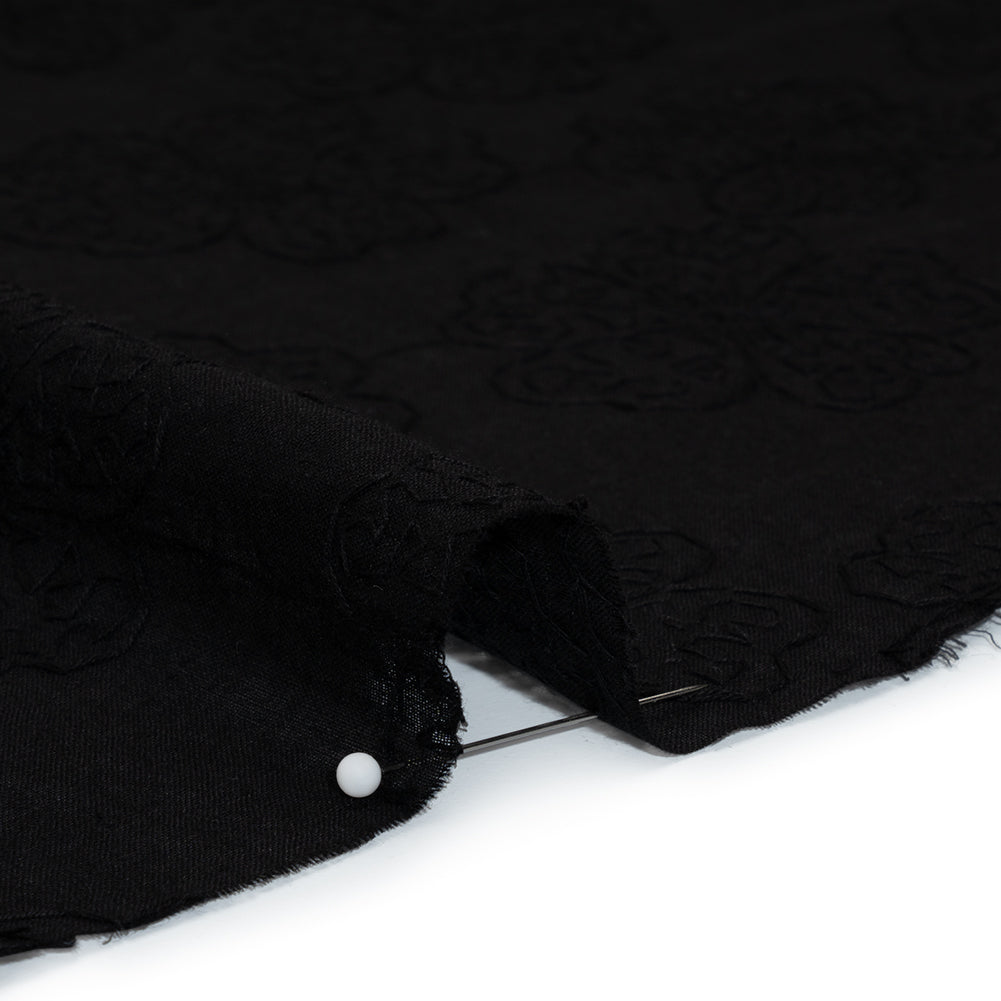 Embroidered Eyelet Cotton Voile - Black Big Tossed Flowers - Naomi Collection Embroidered Eyelet Cotton Voile - Black Big Tossed Flowers - Naomi Collection