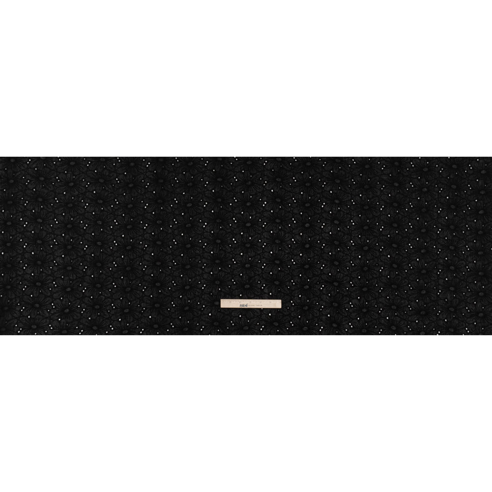 Embroidered Eyelet Cotton Voile - Black All-Over Flowers - Naomi Collection Embroidered Eyelet Cotton Voile - Black All-Over Flowers - Naomi Collection