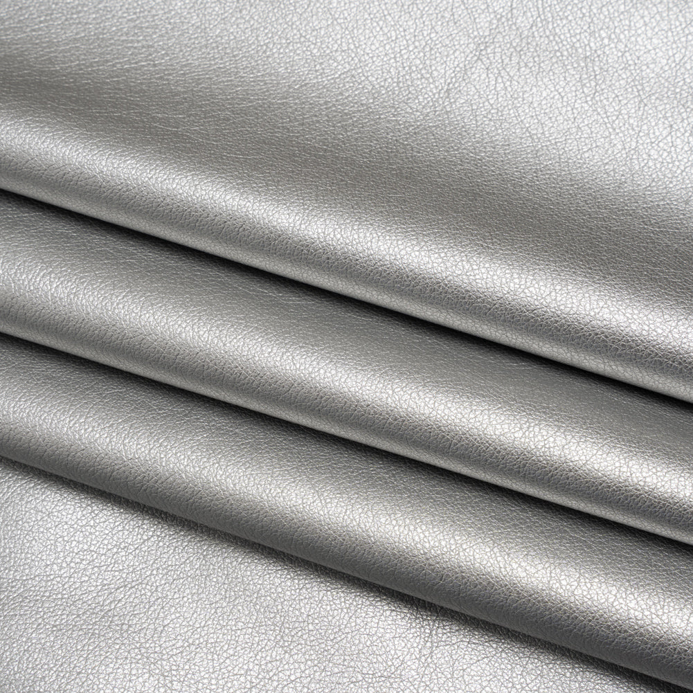 Buttery Faux Leather with Brushed Suede-like Backing - Silver - Veronica Collection - Folded Buttery Faux Leather with Brushed Suede-like Backing - Silver - Veronica Collection - Folded