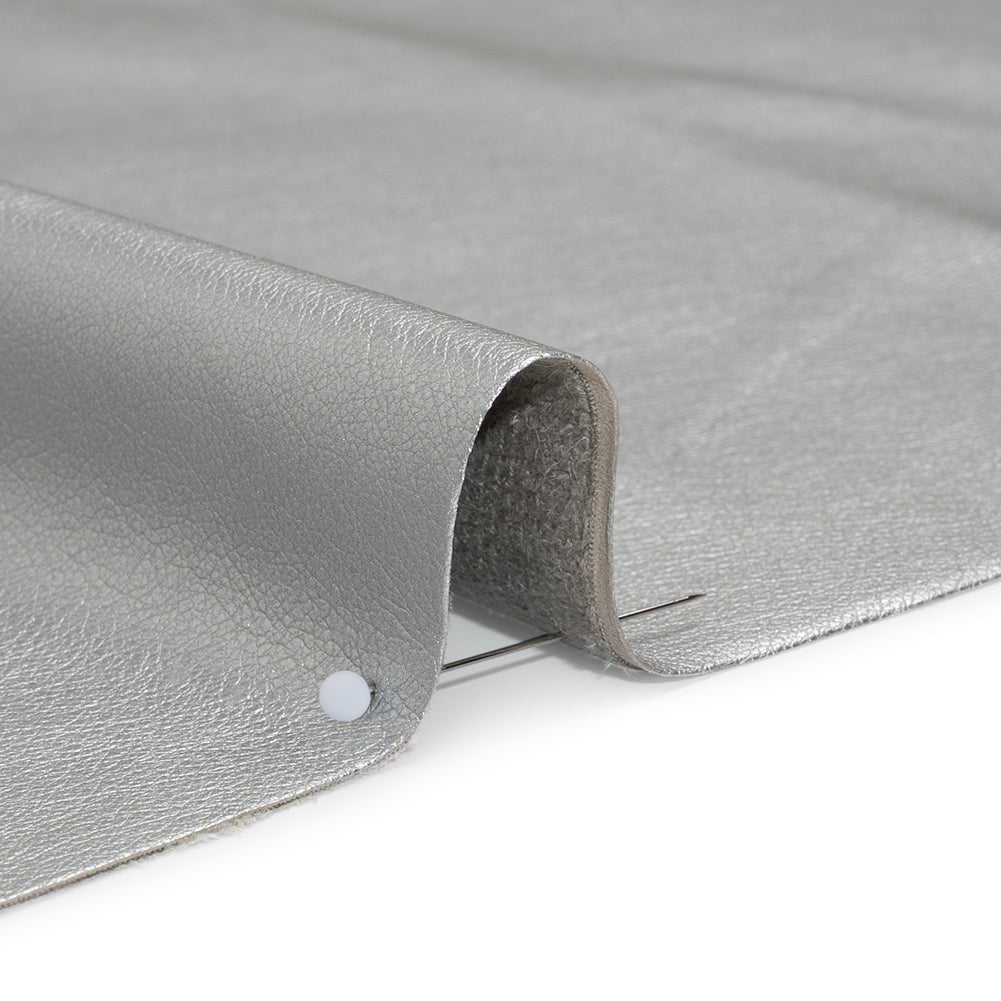 Buttery Faux Leather with Brushed Suede-like Backing - Silver - Veronica Collection - Detail Buttery Faux Leather with Brushed Suede-like Backing - Silver - Veronica Collection - Detail