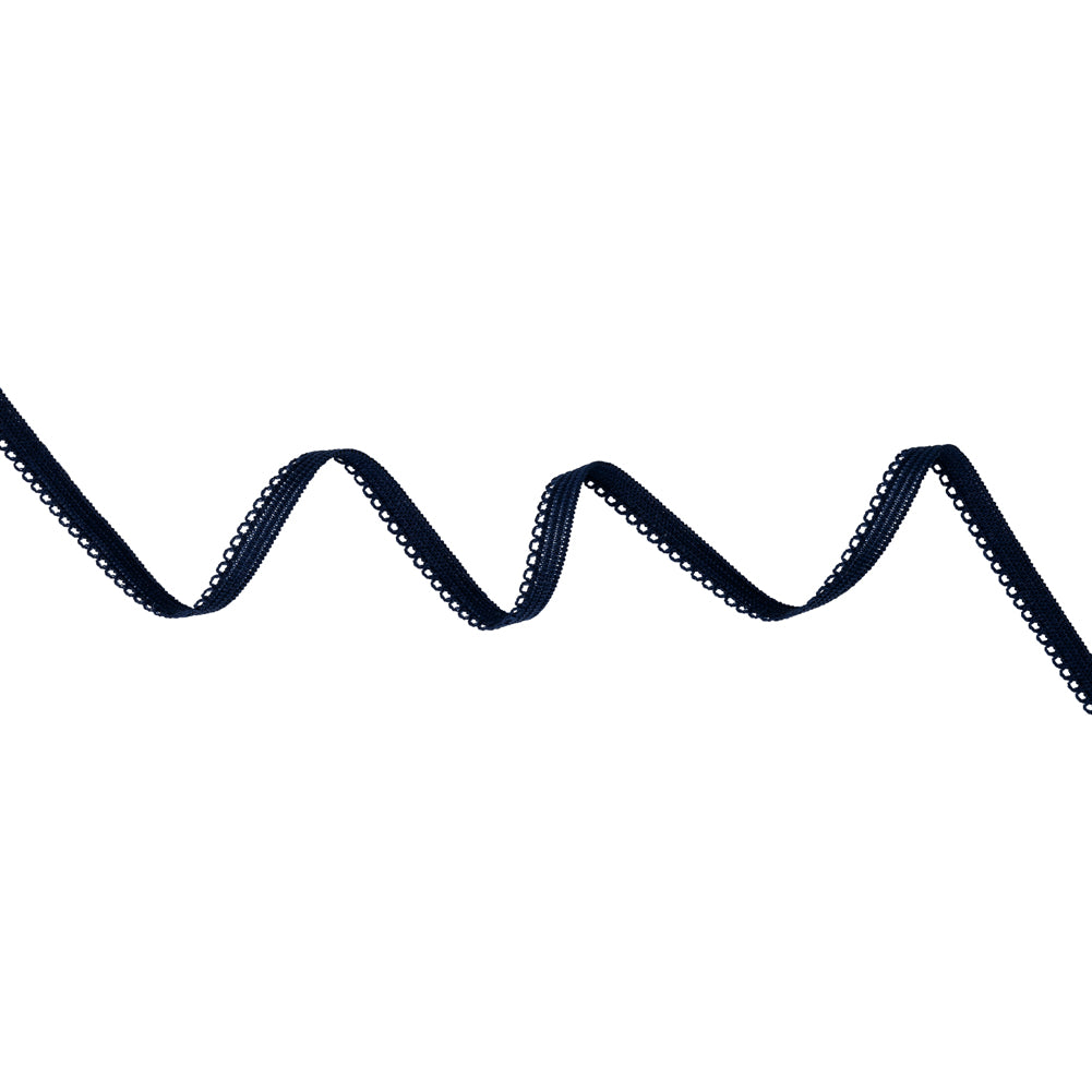 Elastic Trim with Picot Edges - 0.375" - Navy Blue Elastic Trim with Picot Edges - 0.375" - Navy Blue