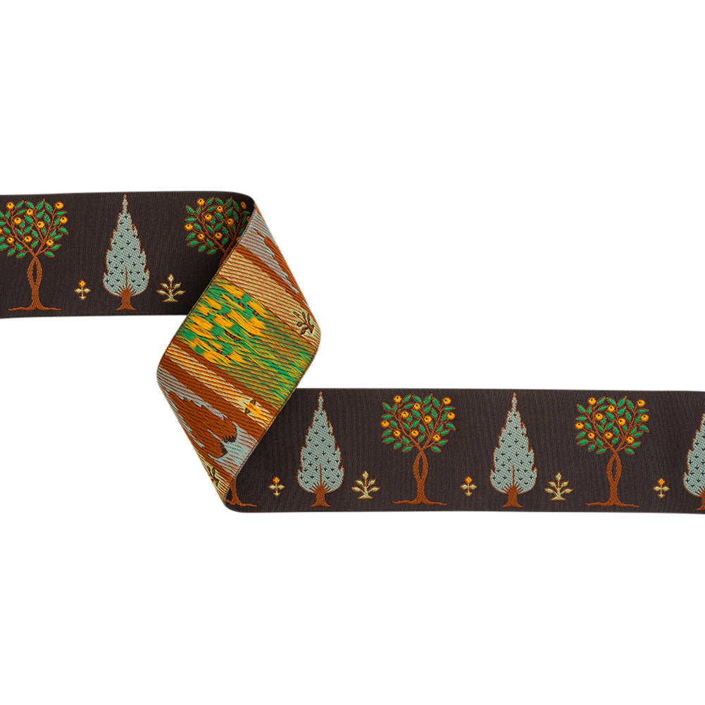 Jacquard Ribbon - 1.875" - Green, Brown and Black Trees Jacquard Ribbon - 1.875" - Green, Brown and Black Trees