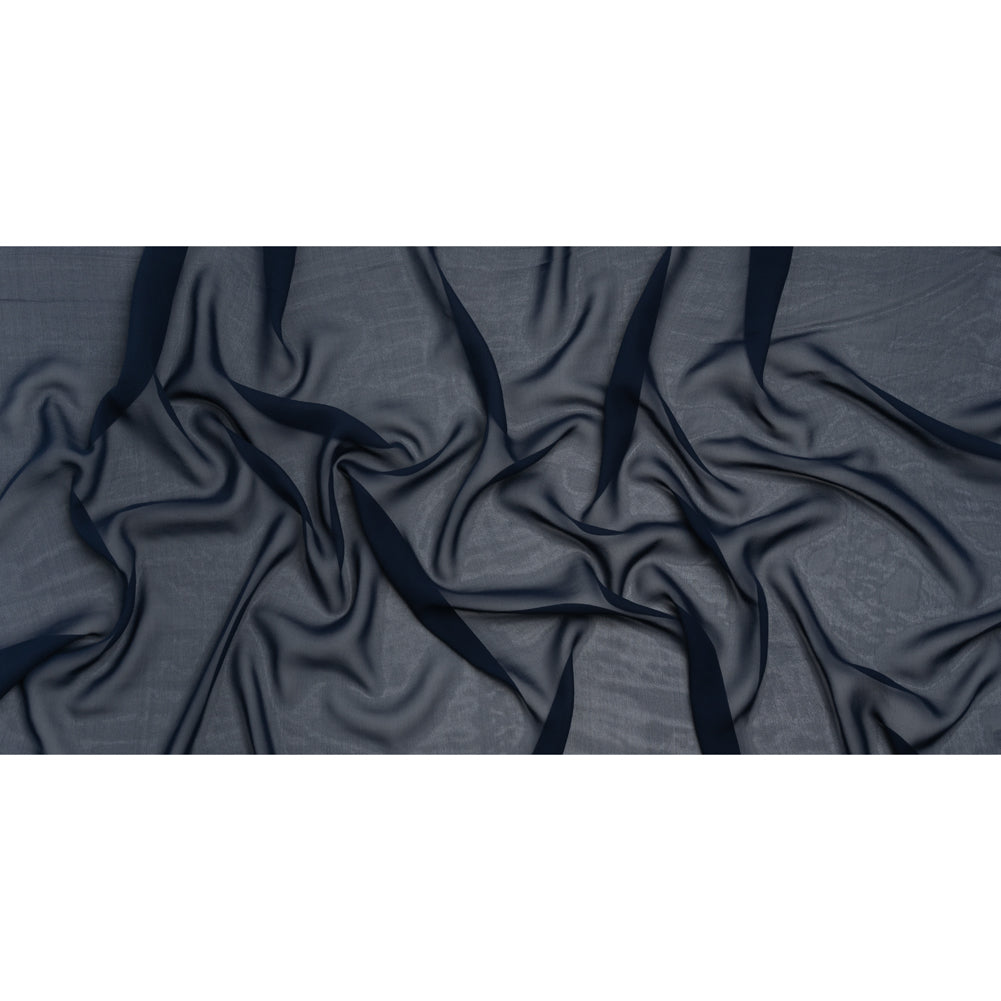 Silk Georgette - Navy Blue - Designer Deadstock - Full Silk Georgette - Navy Blue - Designer Deadstock - Full