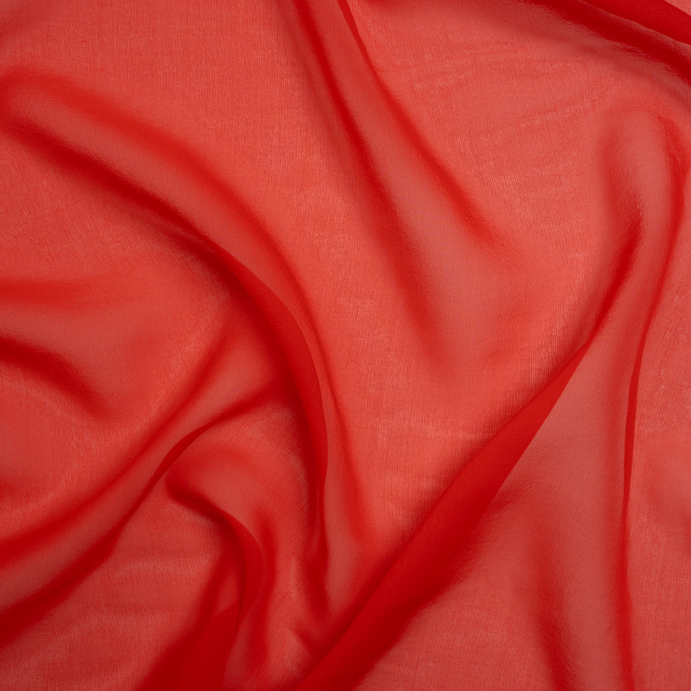 Silk Georgette - Red Orange - Designer Deadstock Silk Georgette - Red Orange - Designer Deadstock