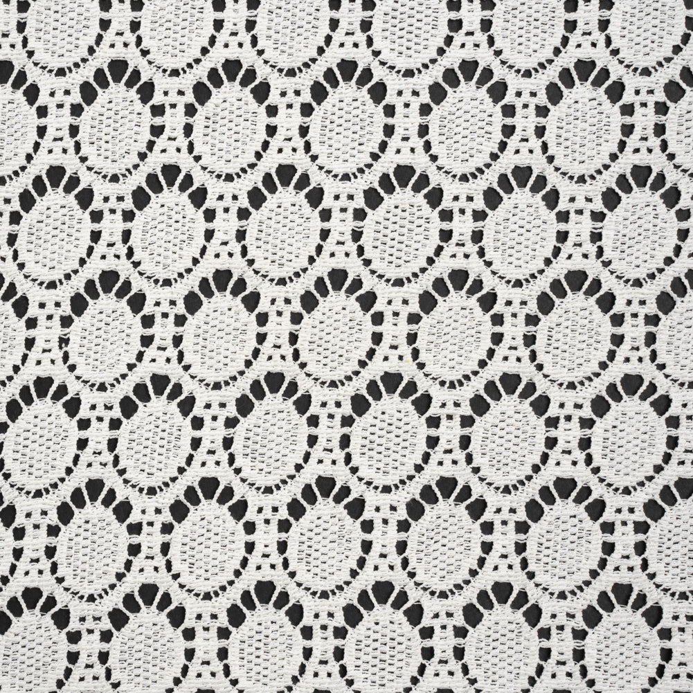 Cotton Crochet Lace - Off White Dots in Ovals - Designer Deadstock Cotton Crochet Lace - Off White Dots in Ovals - Designer Deadstock
