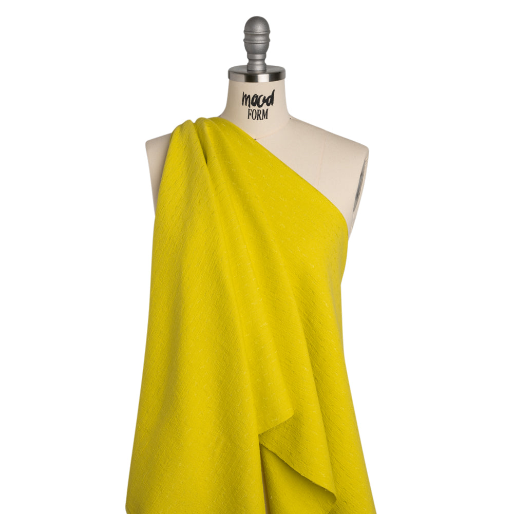 Slubbed Stretch Cotton Blend Jacquard - Bright Yellow Abstract - Designer Deadstock Slubbed Stretch Cotton Blend Jacquard - Bright Yellow Abstract - Designer Deadstock