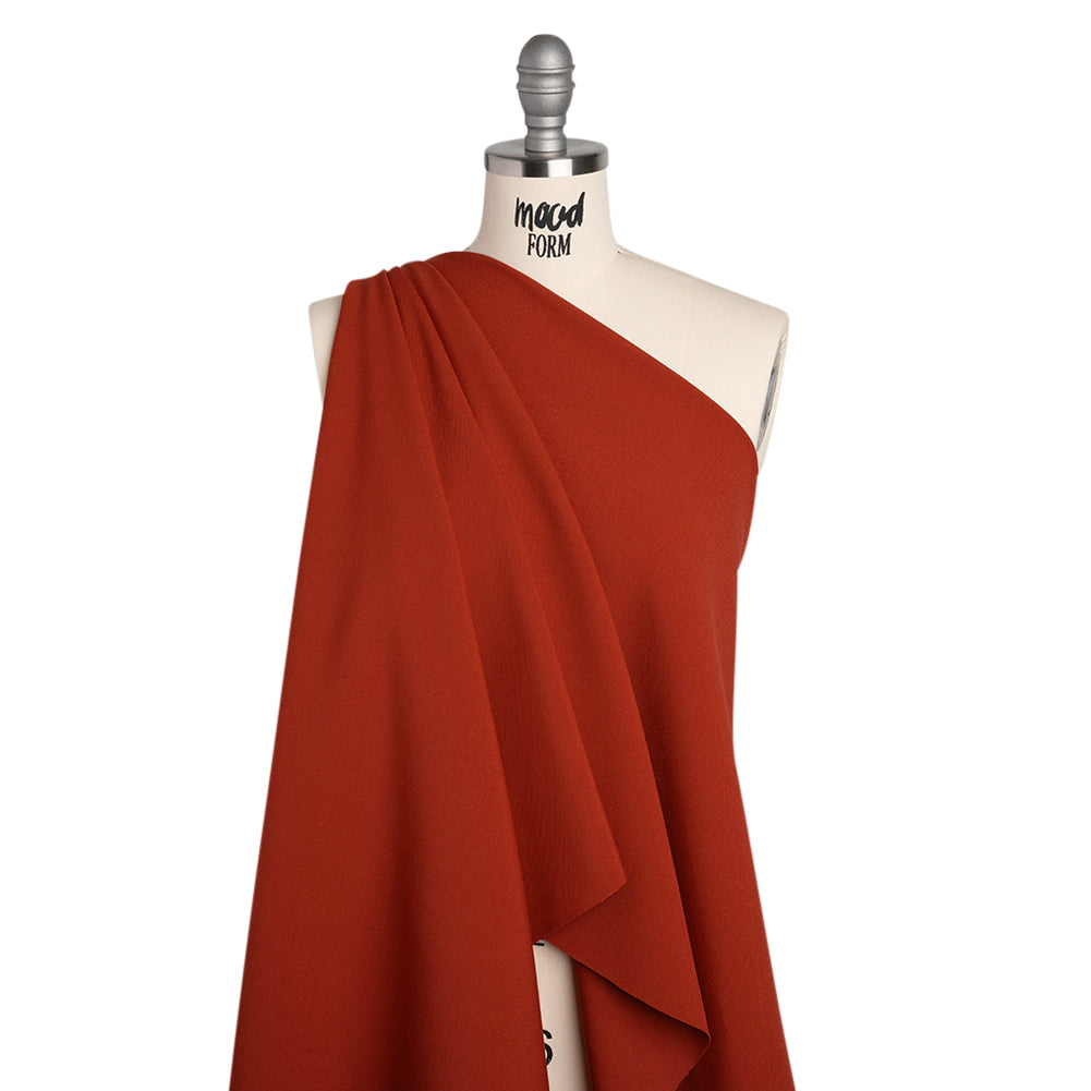 Polyester and Viscose Stretch Double Cloth - Brick Red - Deadstock - Drape Polyester and Viscose Stretch Double Cloth - Brick Red - Deadstock - Drape