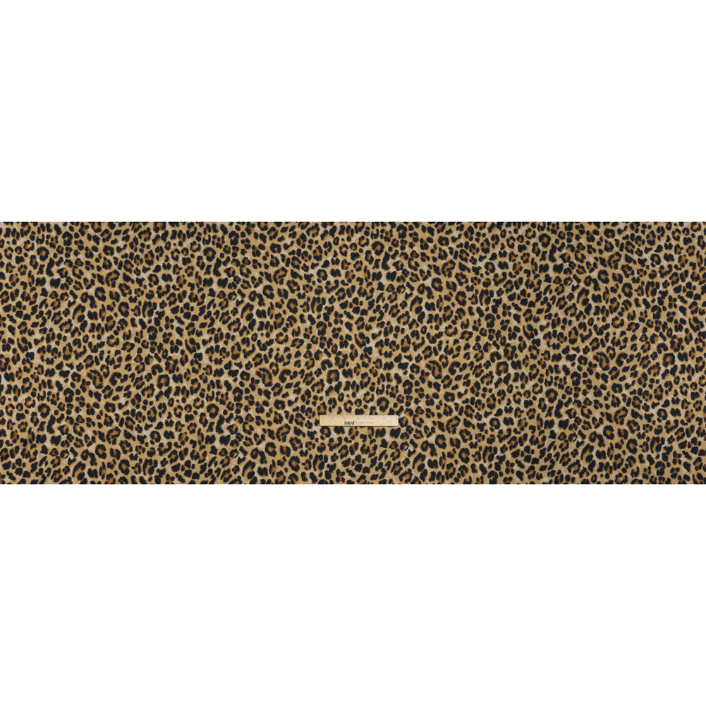 Soft Stretch Polyester Satin Print - Beige, Brown and Black Leopard Spots - Deadstock Soft Stretch Polyester Satin Print - Beige, Brown and Black Leopard Spots - Deadstock