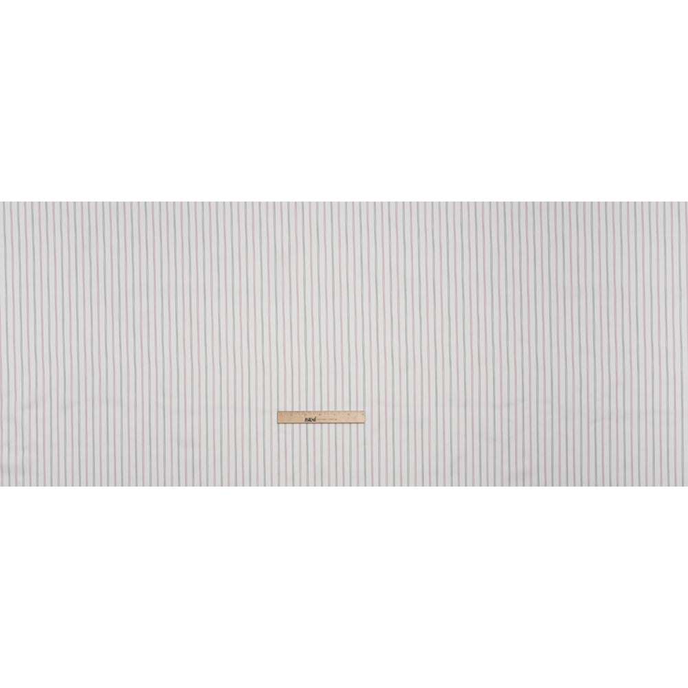 Polyester Twill Lining - White, Black and Cranberry Red Stripes - Deadstock - Full Polyester Twill Lining - White, Black and Cranberry Red Stripes - Deadstock - Full