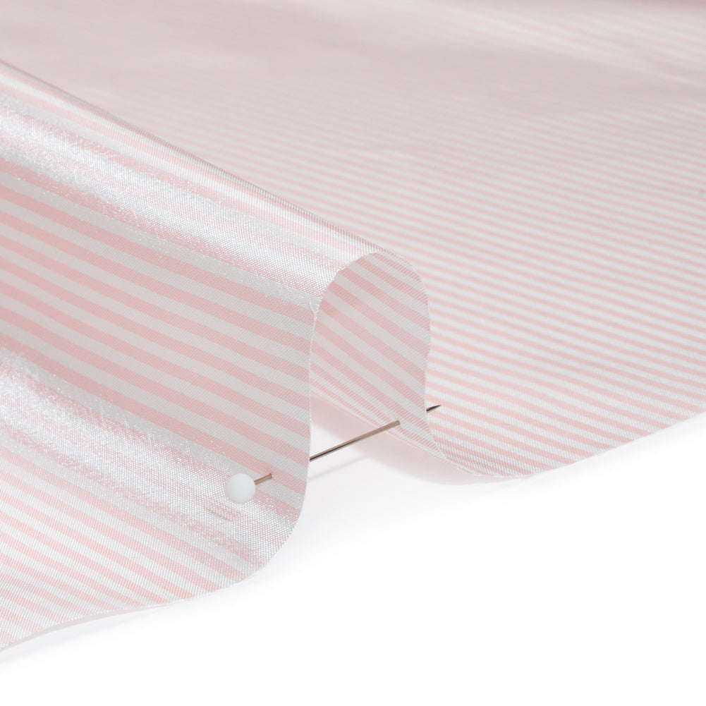Polyester Lining - Light Pink and White Candy Stripes - Deadstock Polyester Lining - Light Pink and White Candy Stripes - Deadstock
