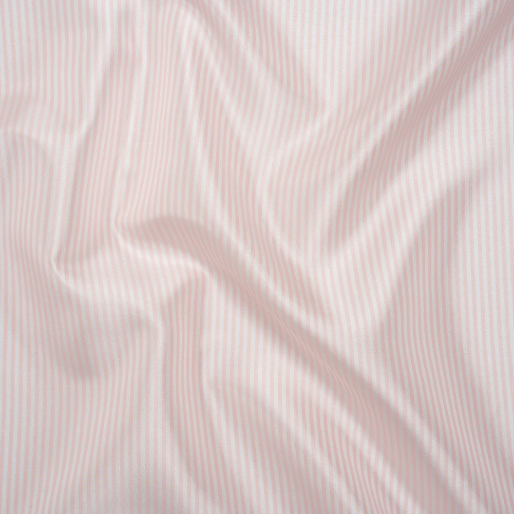 Polyester Lining - Light Pink and White Candy Stripes - Deadstock Polyester Lining - Light Pink and White Candy Stripes - Deadstock