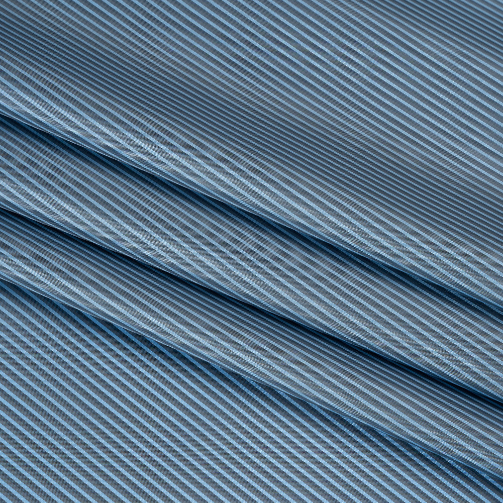 Polyester Lining - Blue and Gray Shadow Stripes - Deadstock Polyester Lining - Blue and Gray Shadow Stripes - Deadstock