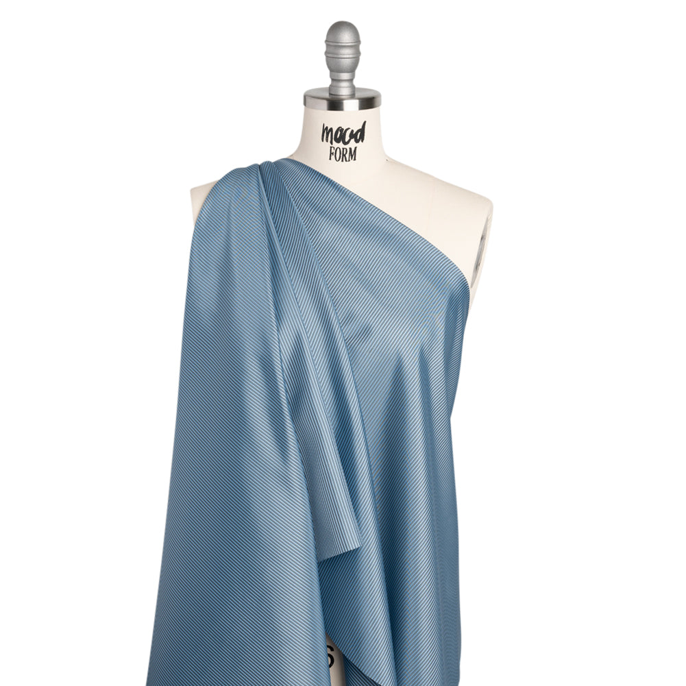 Polyester Lining - Blue and Gray Shadow Stripes - Deadstock Polyester Lining - Blue and Gray Shadow Stripes - Deadstock