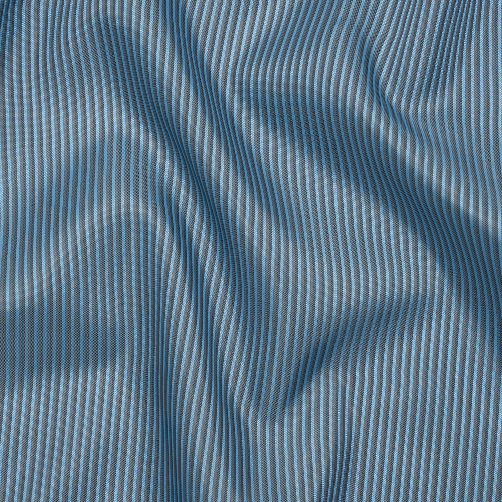 Polyester Lining - Blue and Gray Shadow Stripes - Deadstock Polyester Lining - Blue and Gray Shadow Stripes - Deadstock