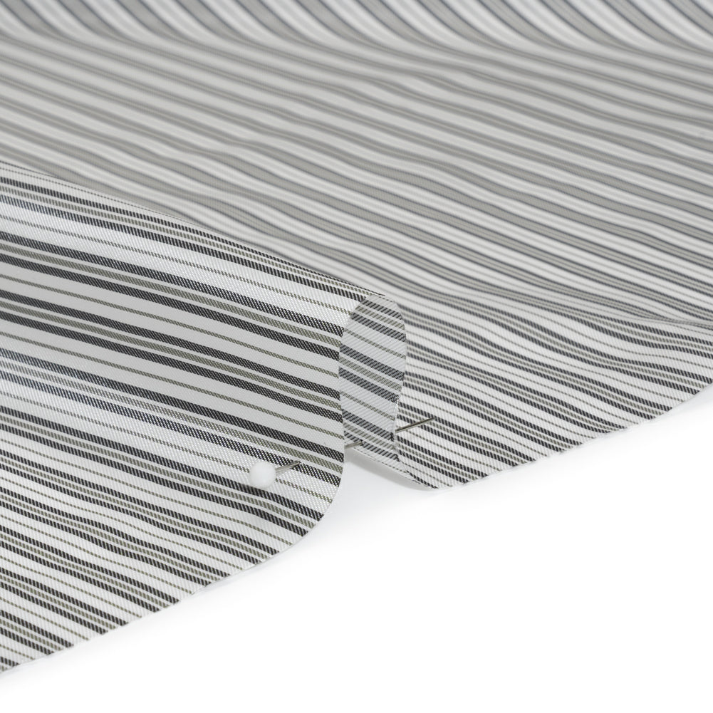 Polyester Twill Lining - White and Gray Ticking Stripes - Deadstock Polyester Twill Lining - White and Gray Ticking Stripes - Deadstock