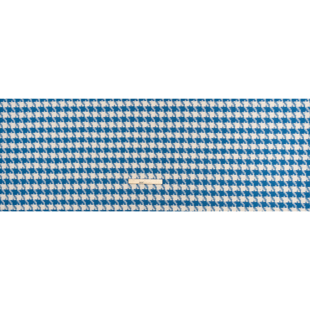 Cotton Blend Slubbed Woven - Blue and White Houndstooth - Deadstock Cotton Blend Slubbed Woven - Blue and White Houndstooth - Deadstock