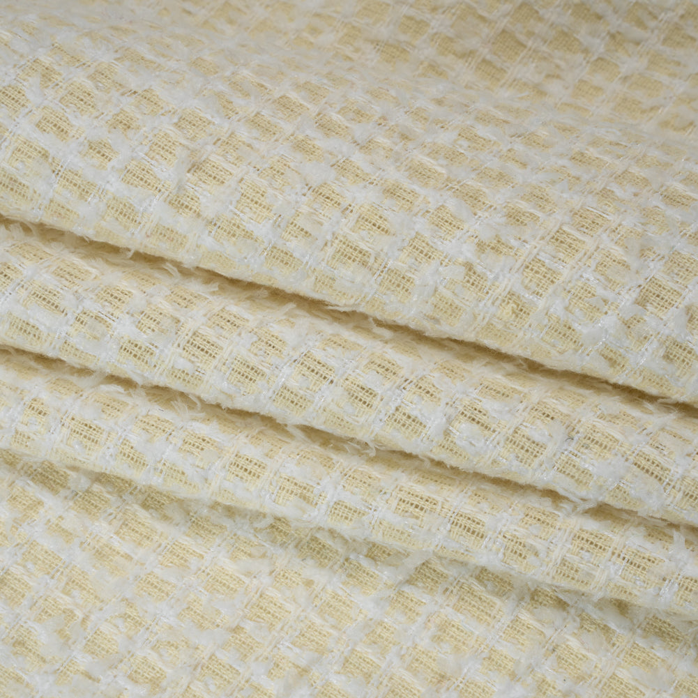 Fluffy Tweed - Cream and White Mini Windowpane Checks - Deadstock Fluffy Tweed - Cream and White Mini Windowpane Checks - Deadstock