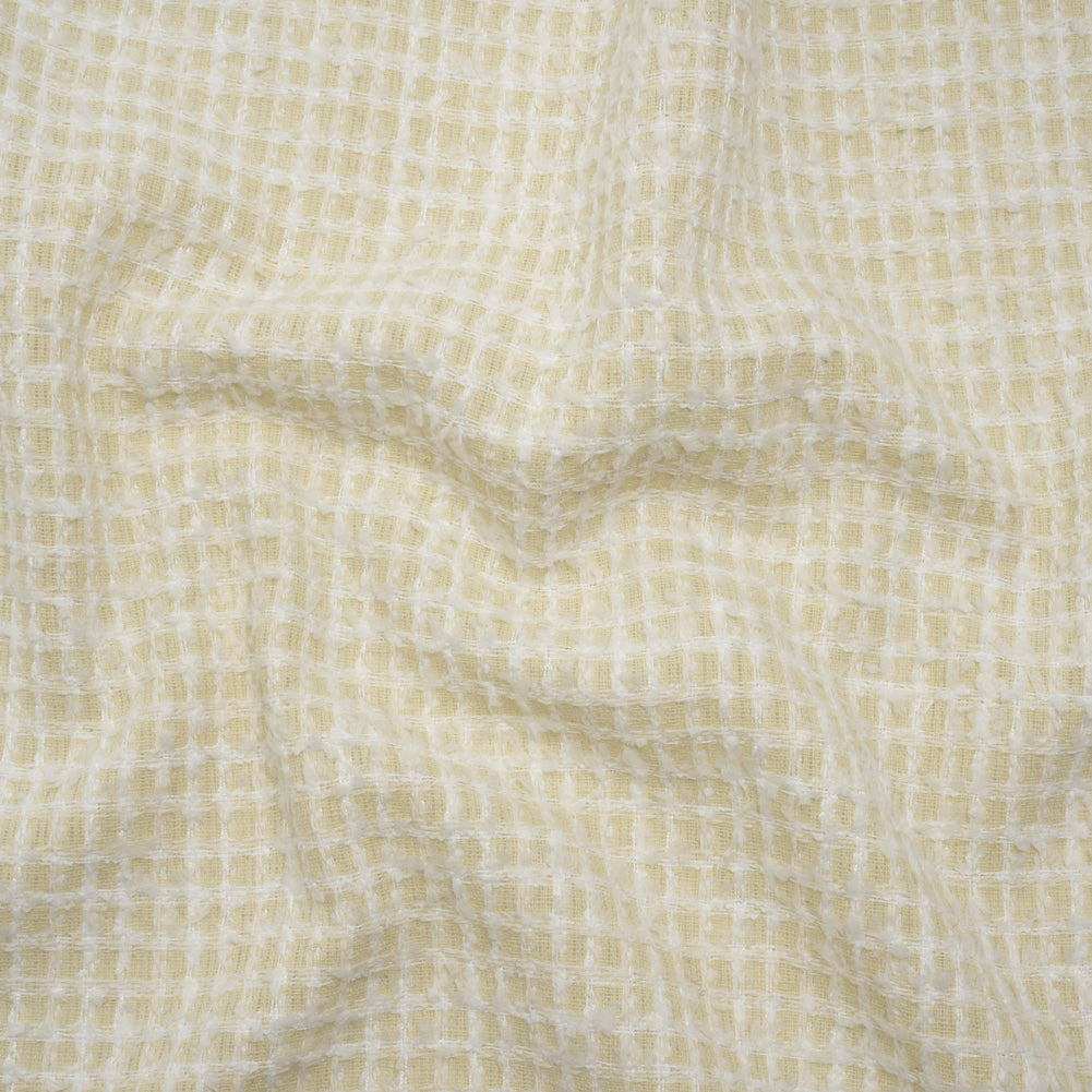 Fluffy Tweed - Cream and White Mini Windowpane Checks - Deadstock Fluffy Tweed - Cream and White Mini Windowpane Checks - Deadstock