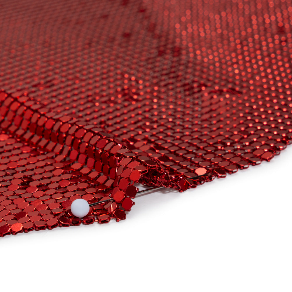Aluminum Chainmail Fabric Panel, 3mm Tubular - Red - Joan Collection - Detail Aluminum Chainmail Fabric Panel, 3mm Tubular - Red - Joan Collection - Detail