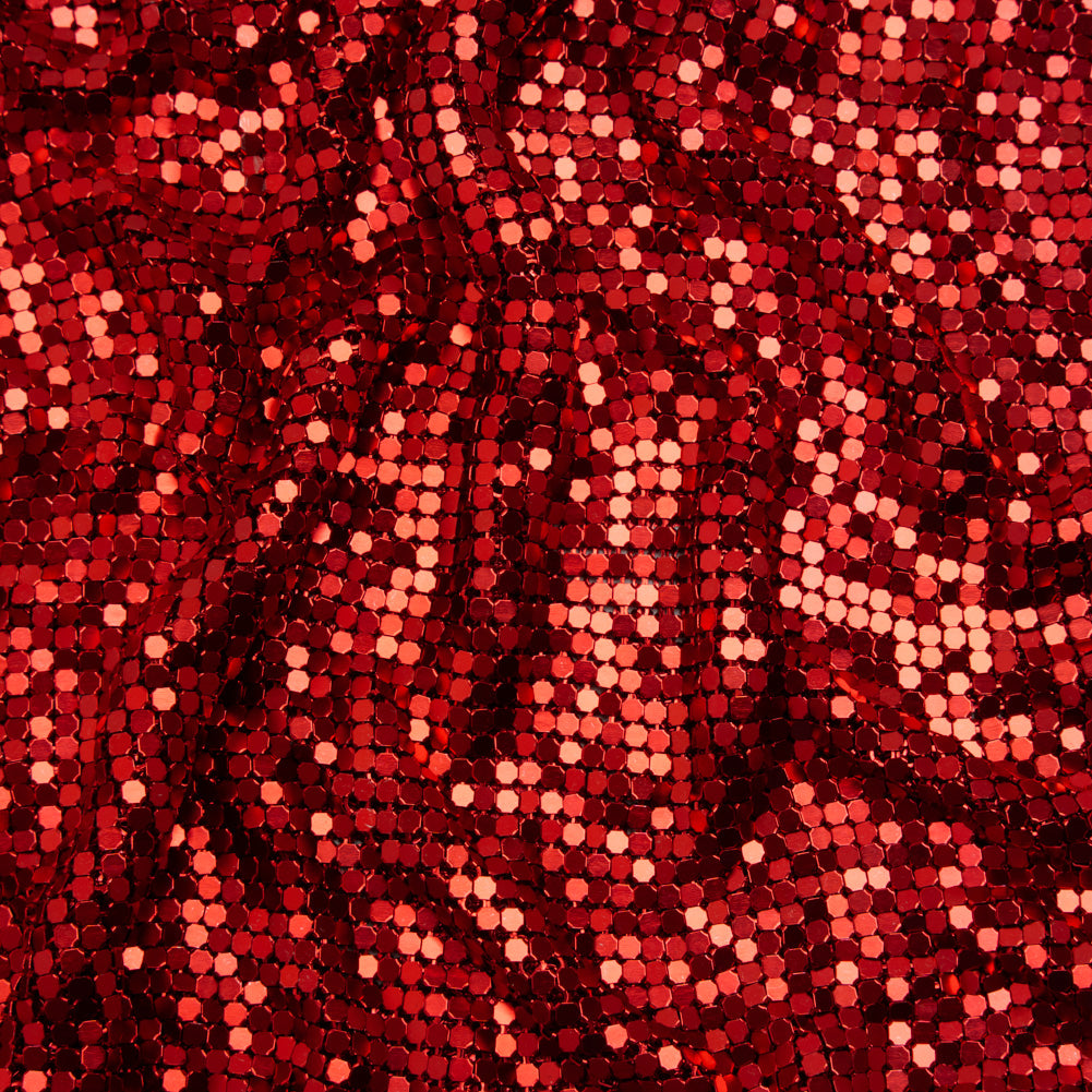 Aluminum Chainmail Fabric Panel, 3mm Tubular - Red - Joan Collection Aluminum Chainmail Fabric Panel, 3mm Tubular - Red - Joan Collection