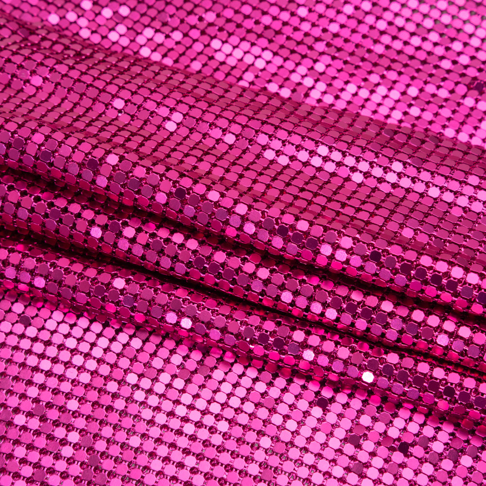 Aluminum Chainmail Fabric Panel, 3mm Tubular - Hot Pink - Joan Collection Aluminum Chainmail Fabric Panel, 3mm Tubular - Hot Pink - Joan Collection