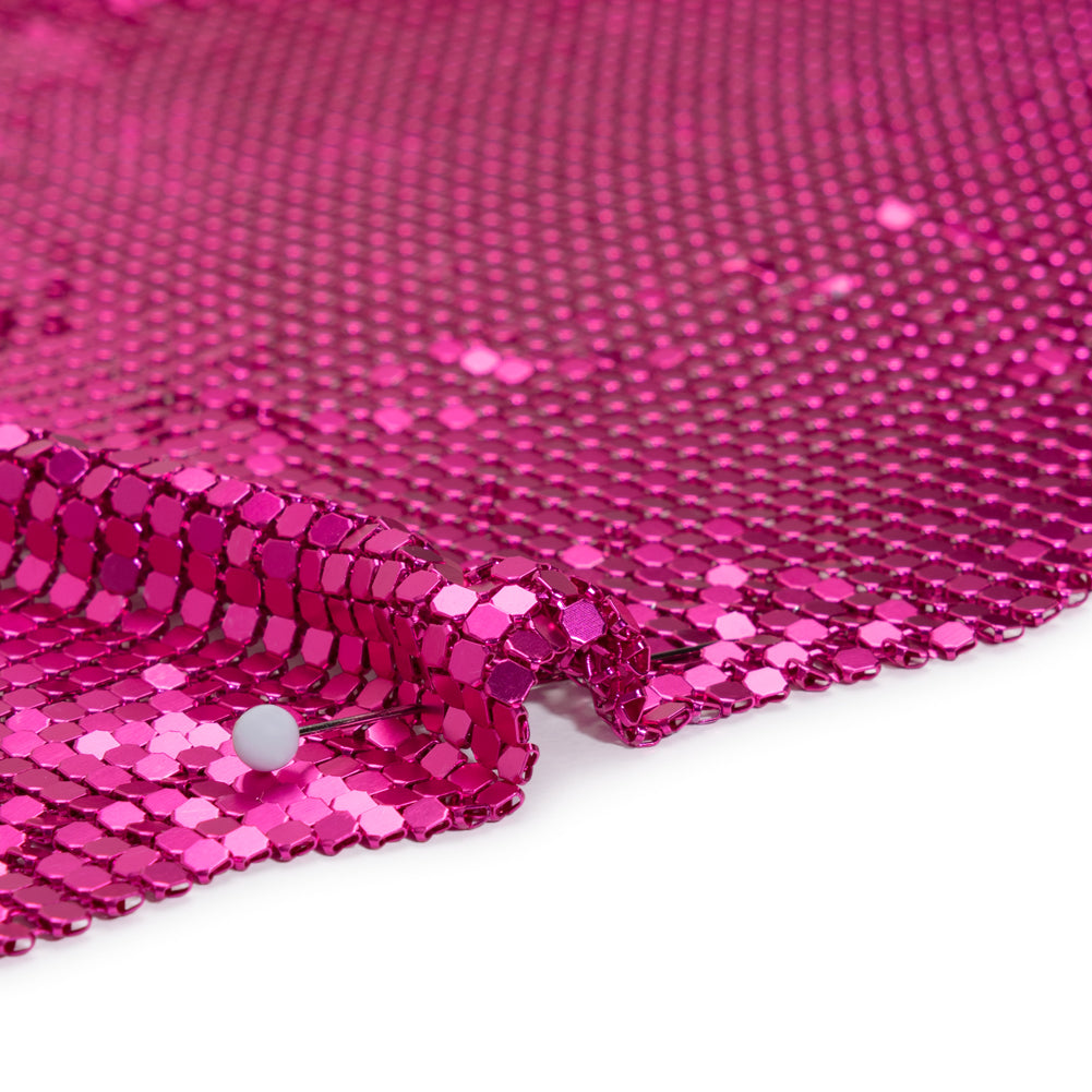 Aluminum Chainmail Fabric Panel, 3mm Tubular - Hot Pink - Joan Collection Aluminum Chainmail Fabric Panel, 3mm Tubular - Hot Pink - Joan Collection