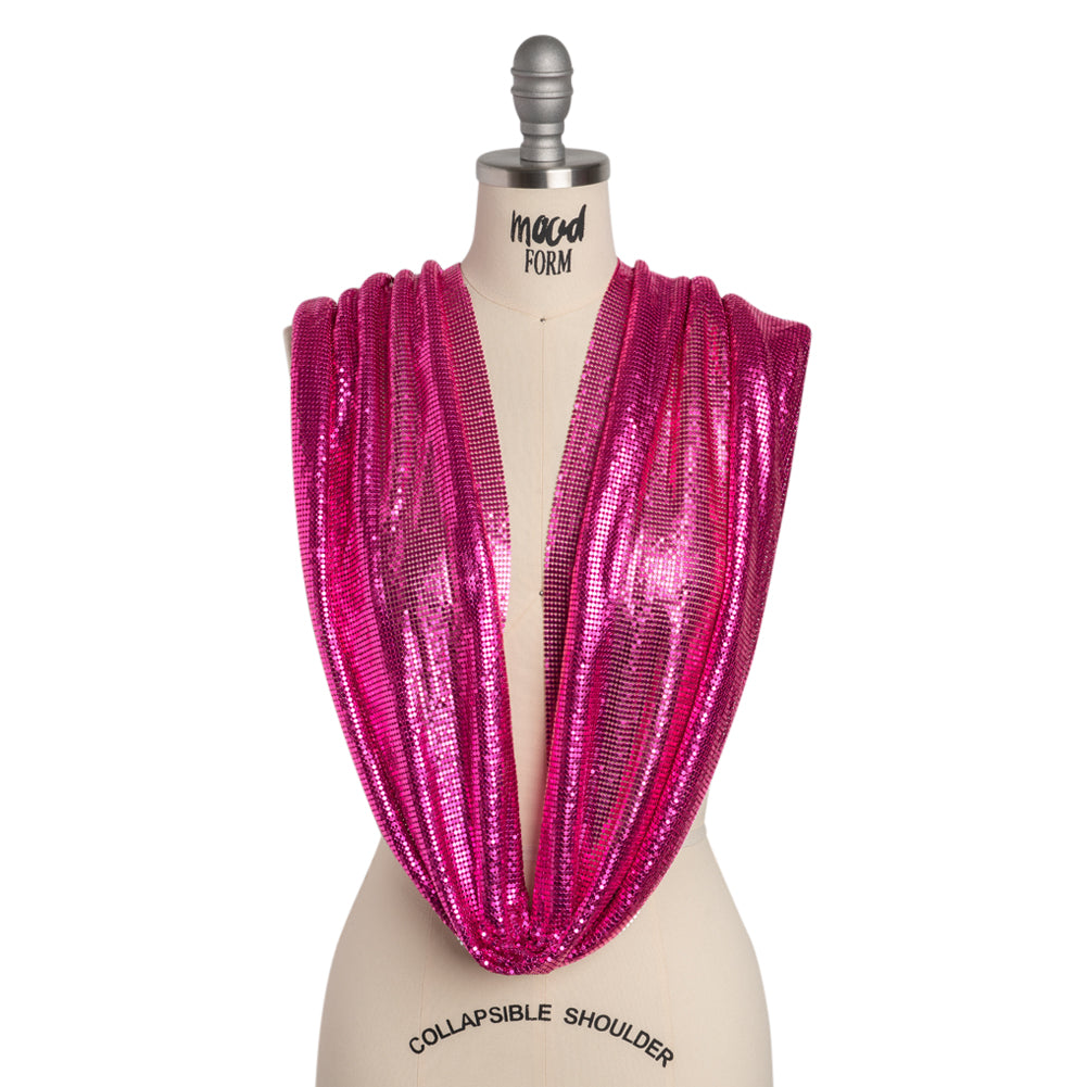 Aluminum Chainmail Fabric Panel, 3mm Tubular - Hot Pink - Joan Collection Aluminum Chainmail Fabric Panel, 3mm Tubular - Hot Pink - Joan Collection