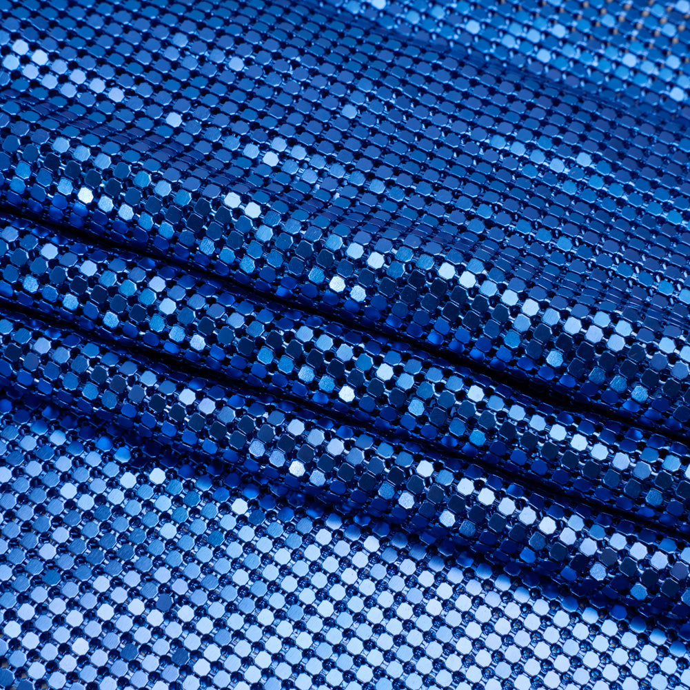 Aluminum Chainmail Fabric Panel, 3mm Tubular - Royal Blue - Joan Collection - Folded Aluminum Chainmail Fabric Panel, 3mm Tubular - Royal Blue - Joan Collection - Folded
