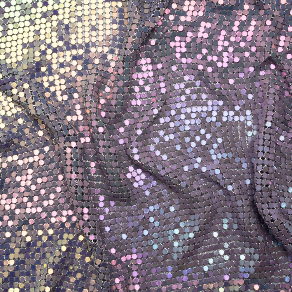 Aluminum Chainmail Fabric Panel, 3mm - Light Purple and Lime Green Oil Slick - Joan Collection Aluminum Chainmail Fabric Panel, 3mm - Light Purple and Lime Green Oil Slick - Joan Collection