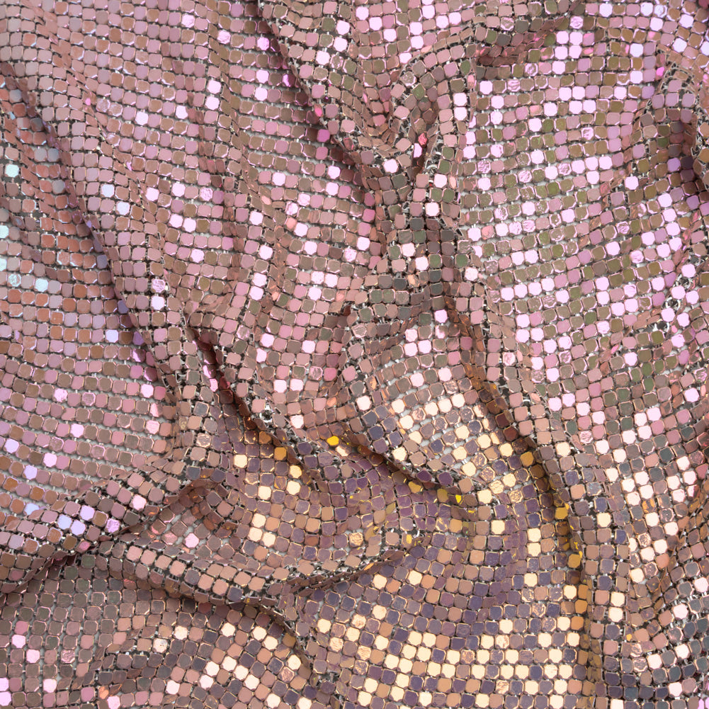 Aluminum Chainmail Fabric Panel, 3mm - Rose Pink and Beige Oil Slick - Joan Collection Aluminum Chainmail Fabric Panel, 3mm - Rose Pink and Beige Oil Slick - Joan Collection