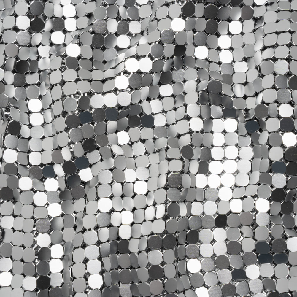 Aluminum Chainmail Fabric, 8mm Tubular - Silver - Joan Collection Aluminum Chainmail Fabric, 8mm Tubular - Silver - Joan Collection