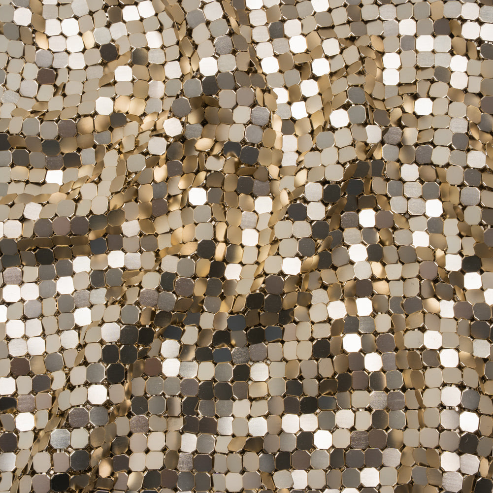 Aluminum Chainmail Fabric, 8mm Tubular - Gold - Joan Collection Aluminum Chainmail Fabric, 8mm Tubular - Gold - Joan Collection