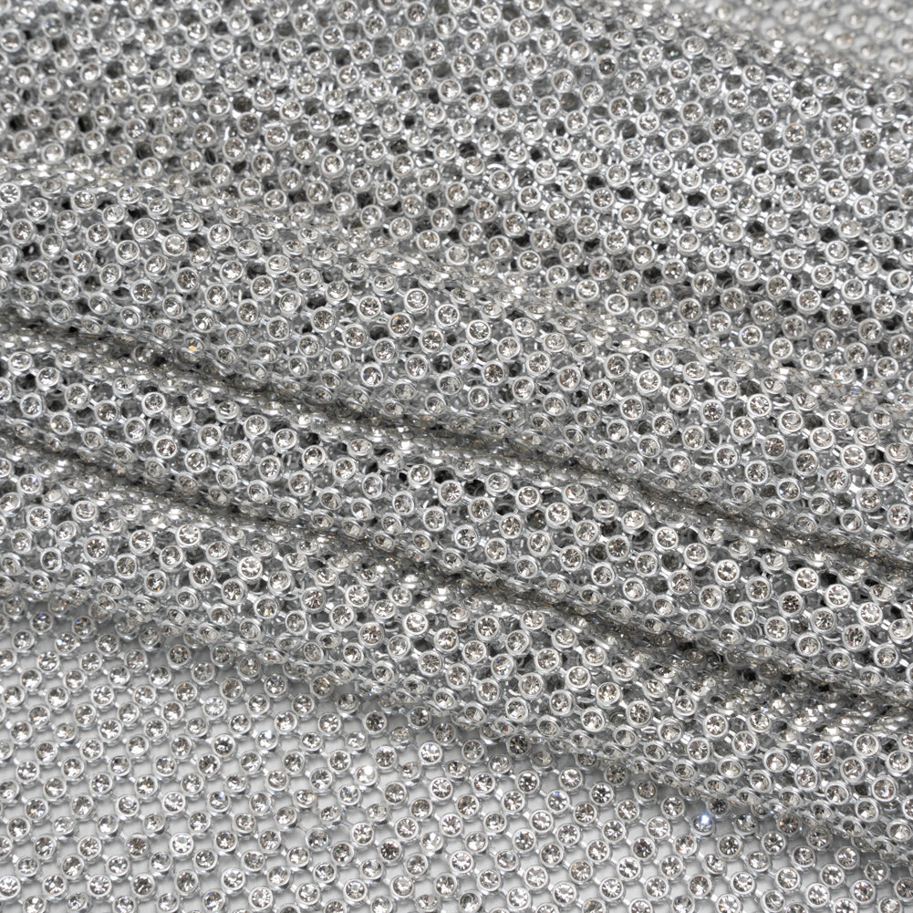 Rhinestone Aluminum Chainmail Fabric Panel, 3mm - Silver and Crystal - Astraia Collection Rhinestone Aluminum Chainmail Fabric Panel, 3mm - Silver and Crystal - Astraia Collection