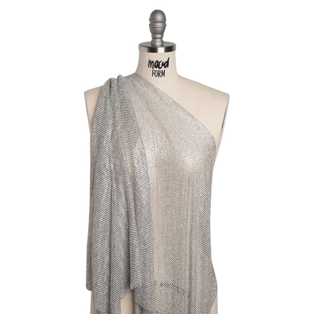 Rhinestone Aluminum Chainmail Fabric Panel, 3mm - Silver and Crystal - Astraia Collection Rhinestone Aluminum Chainmail Fabric Panel, 3mm - Silver and Crystal - Astraia Collection