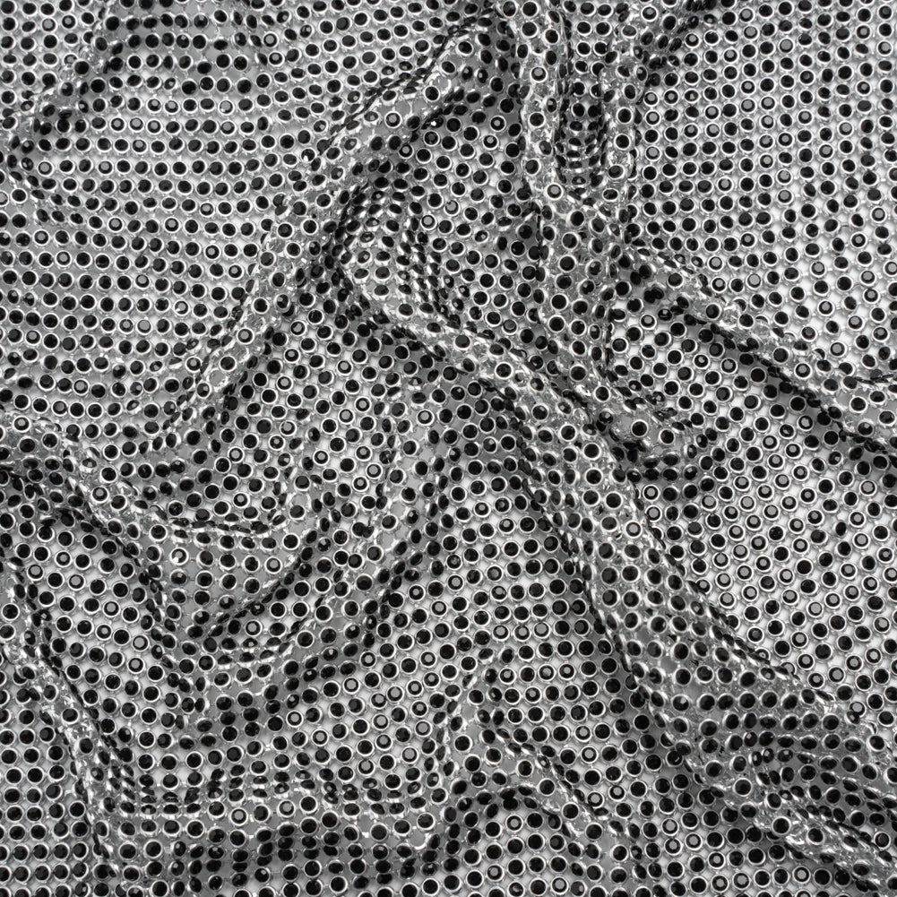 Rhinestone Aluminum Chainmail Fabric Panel, 3mm - Silver and Jet Black - Astraia Collection Rhinestone Aluminum Chainmail Fabric Panel, 3mm - Silver and Jet Black - Astraia Collection