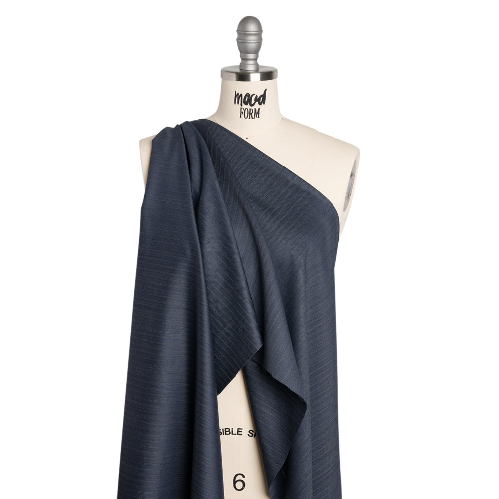 Super 150 Wool Suiting Made in Italy - Blue, Gray and White Shadow Stripes- Deadstock Super 150 Wool Suiting Made in Italy - Blue, Gray and White Shadow Stripes- Deadstock