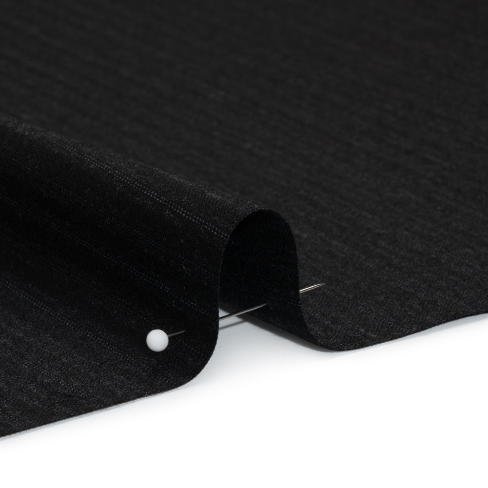Super 130 Wool Suiting Made in Italy - Black and Charcoal Ticking Stripes - Deadstock Super 130 Wool Suiting Made in Italy - Black and Charcoal Ticking Stripes - Deadstock