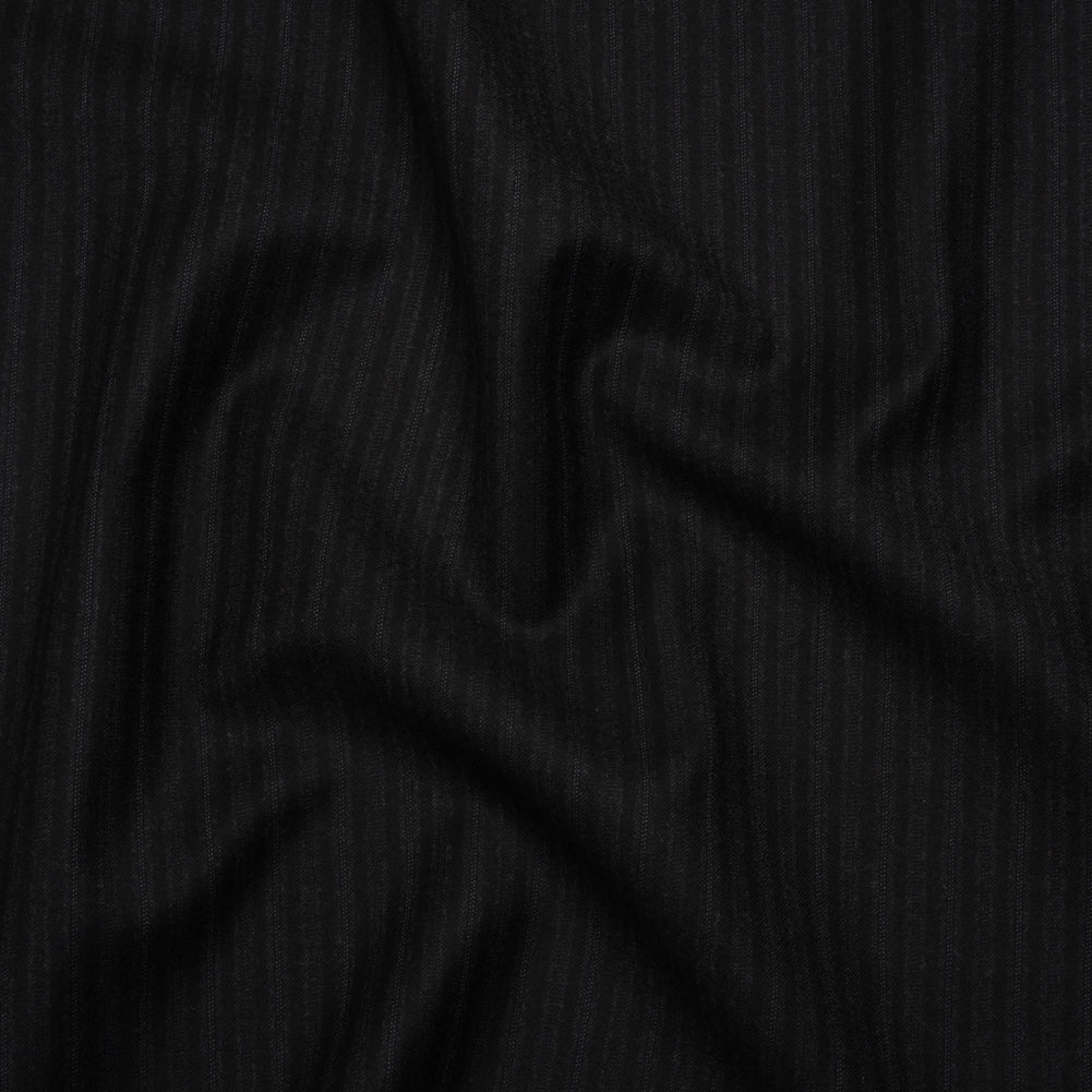 Super 130 Wool Suiting Made in Italy - Black and Charcoal Ticking Stripes - Deadstock Super 130 Wool Suiting Made in Italy - Black and Charcoal Ticking Stripes - Deadstock