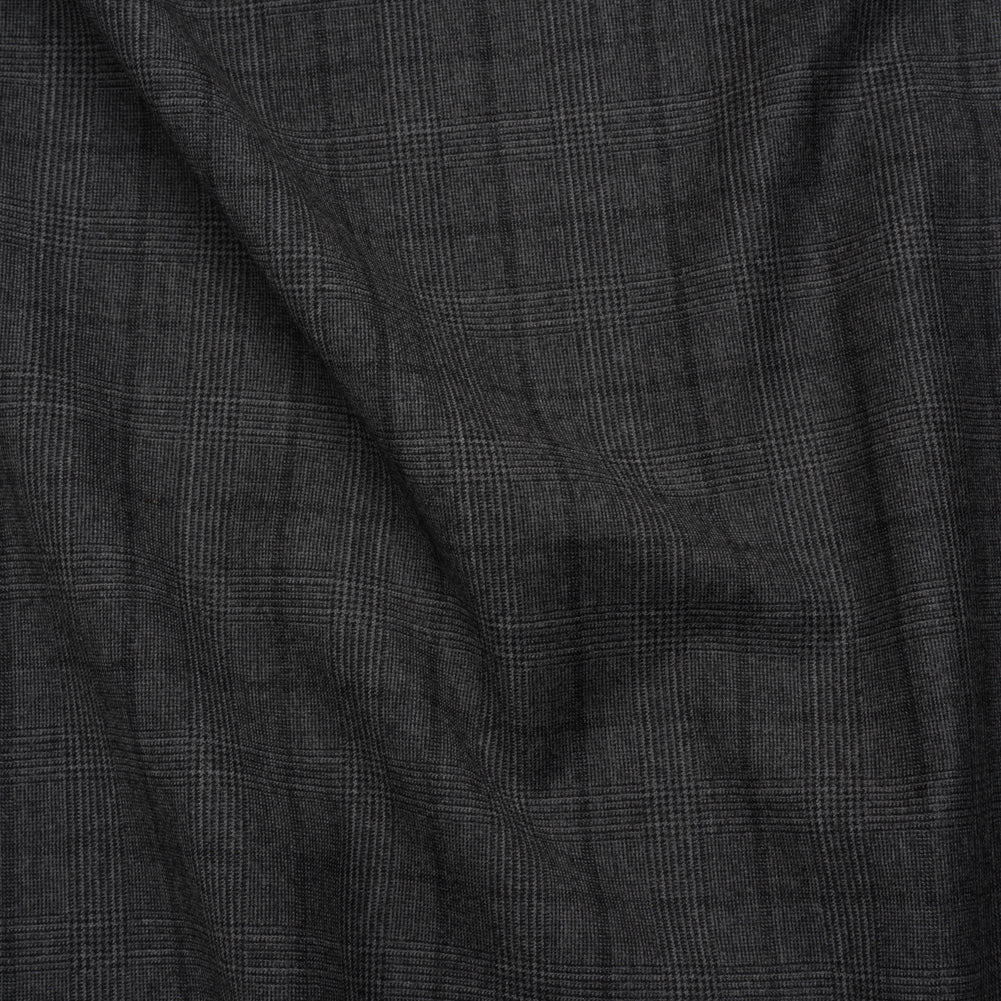 Super 130 Wool Suiting Made in Italy - Black and Gray Glen Plaid - Deadstock Super 130 Wool Suiting Made in Italy - Black and Gray Glen Plaid - Deadstock