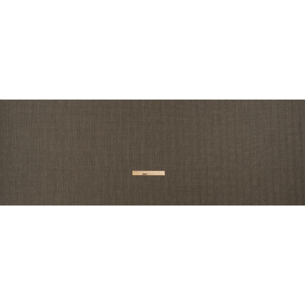 Super 130 Wool Twill Suiting Made in Italy - Beige and Brown Plaid - Deadstock Super 130 Wool Twill Suiting Made in Italy - Beige and Brown Plaid - Deadstock