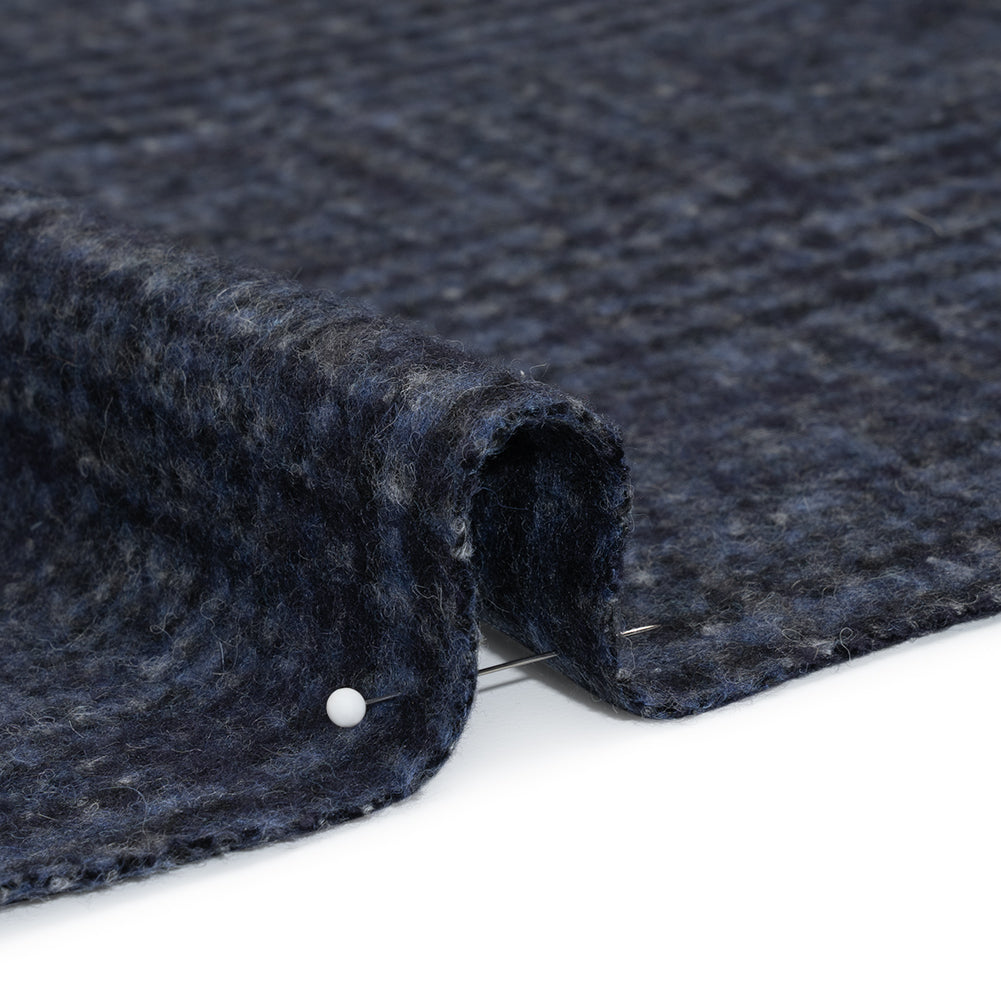 Alpaca and Wool Blend Felted Coating Made in Italy - Blue and Gray Tweedy Plaid - Deadstock Alpaca and Wool Blend Felted Coating Made in Italy - Blue and Gray Tweedy Plaid - Deadstock